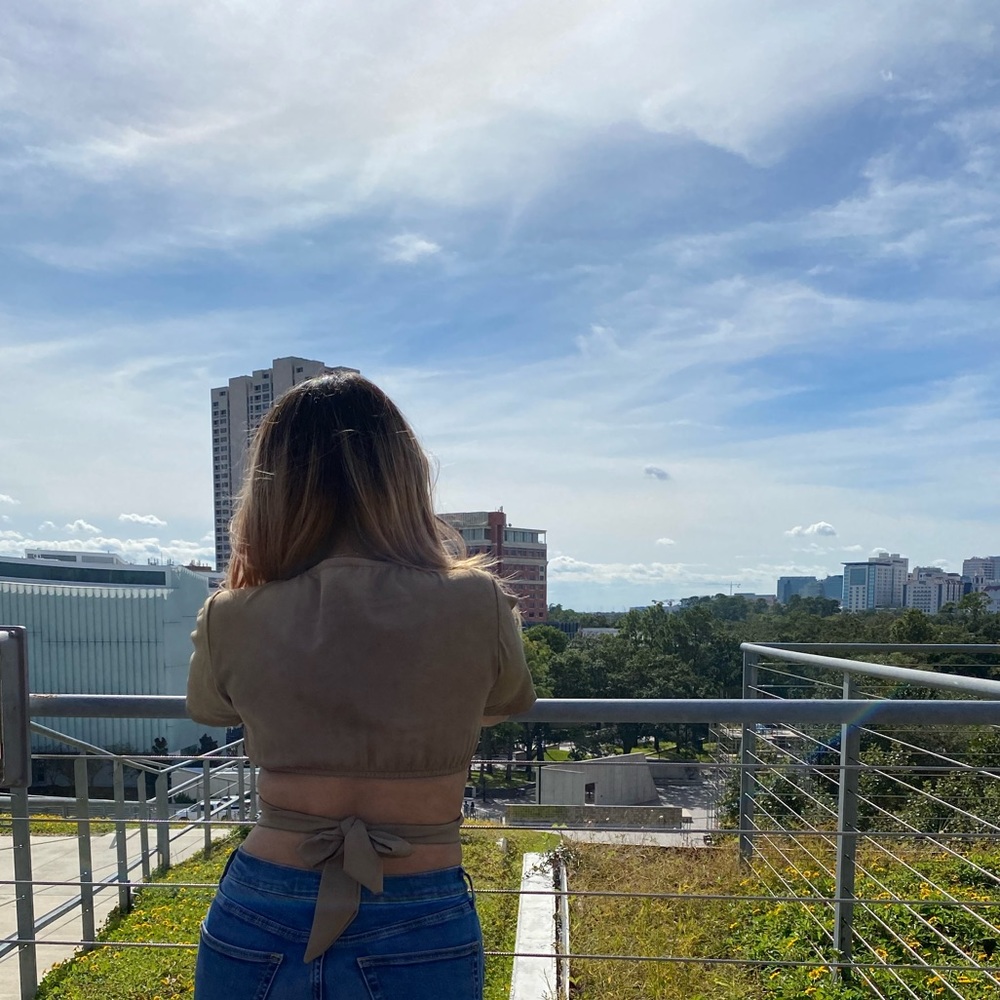 Self-tie V-neck Cropped Top - Picture 8 of 9